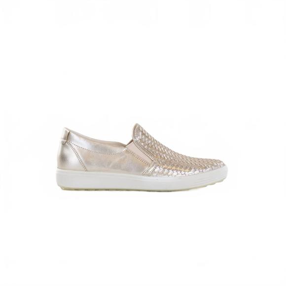 NEW ECCO women's soft 7 woven slip-on 2.0 shoes in pure white gold - Picture 1 of 6